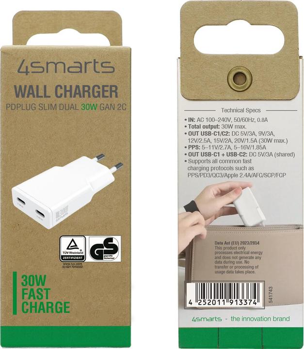 Produktbild 4smarts Netzladegerät PDPlug Slim Dual (30 W, 2 Ports)