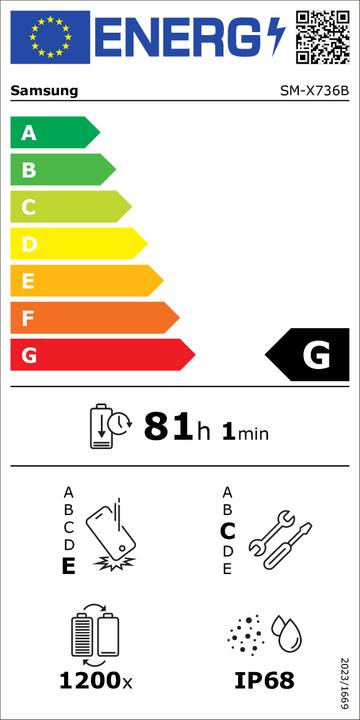 Label énergétique Samsung Galaxy Tab S11 Enterprise Edition (5G, 11", 128 Go, Gris)