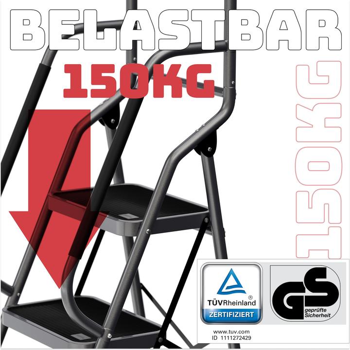 Actual product image Stackmeister 3 Stufen Sicherheitsleiter SM1032 (Folding step, Stile, 53 cm)