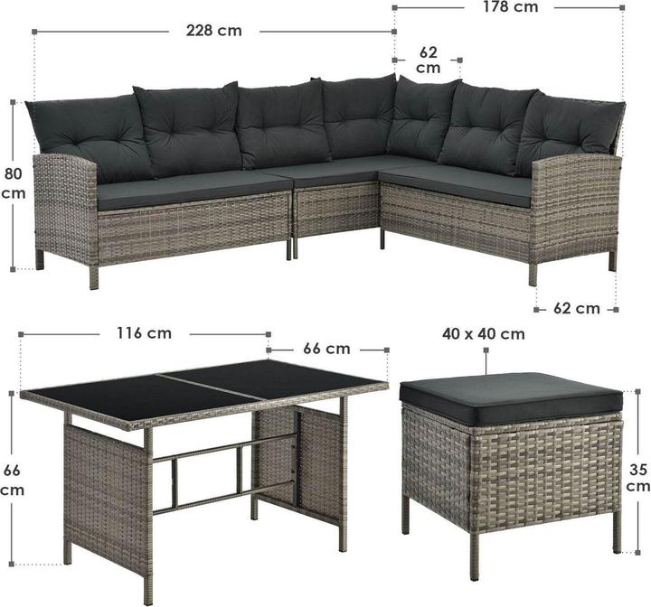 Produktbild Juskys Polyrattan Lounge