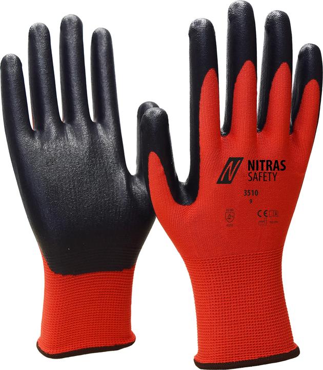 Produktbild Nitras Handschuhe Nitril Foam Grösse 11 rot/schwarz EN 388 PSA-Kategorie II (7, 8, 9, 10, 11)