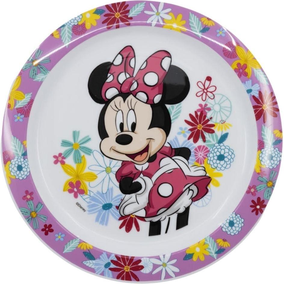 Tinisu, Kindergeschirr + Kinderbesteck, Minnie Mouse Plastik-Teller Kunststoffset fÃ¼r Kinder - Mikrowelle geeignet