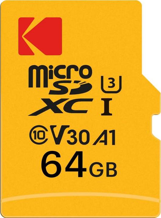 Actual product image Kodak SD MICRO 64GB CL10 UHS-I U3 V30 A1 ULTRA CON ADATTATORE (64 GB, microSDXC, U3, UHS-I)