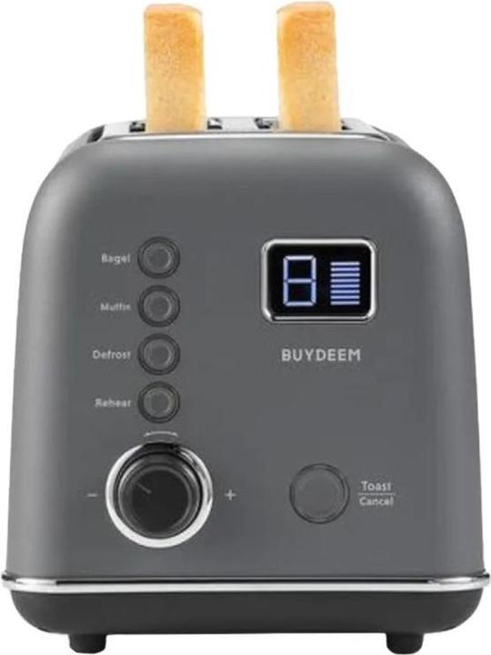 Productafbeelding Buydeem Toster 2 Slice Automatic Metalen Broodrooster, model DT730E, kleur Inktgrijs, EU