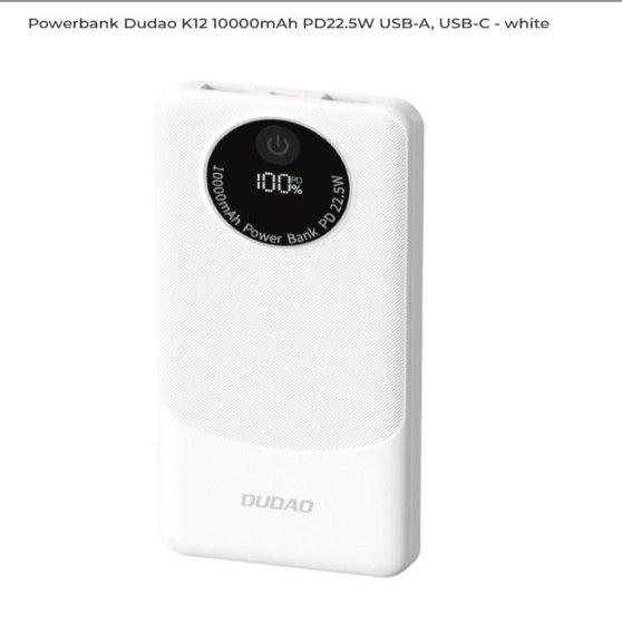Actual product image Dudao K12 powerbank 10000mAh 22.5W White (10000 mAh, 22.50 W)
