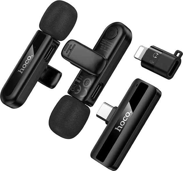 Actual product image Hoco Other Computer Accessory Wireless double microphone Lightning / USB C L20A black