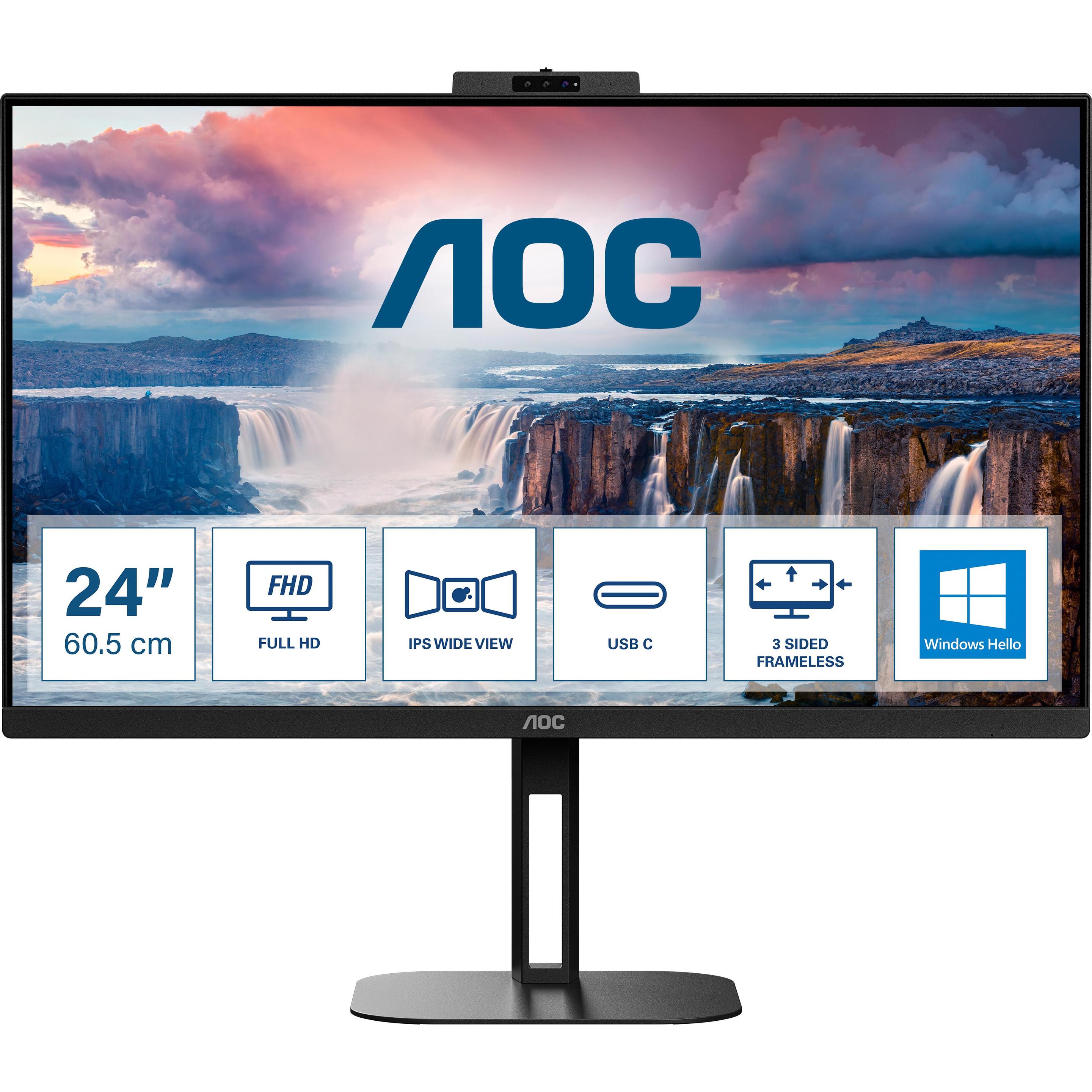 AOC 24V5CW/BK (1920 x 1080 Pixel, 23.80"), Monitor, Schwarz