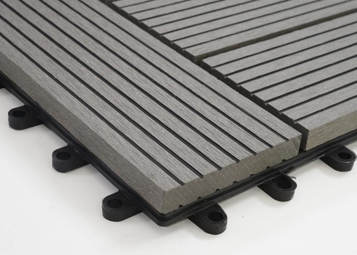 Image du produit Swisshandel24 WPC Carreau de sol Rhone, aspect bois balcon/terrasse, 11x 30x30cm = 1qm Premium, gris décalé (11 x, 30 x 30 cm)