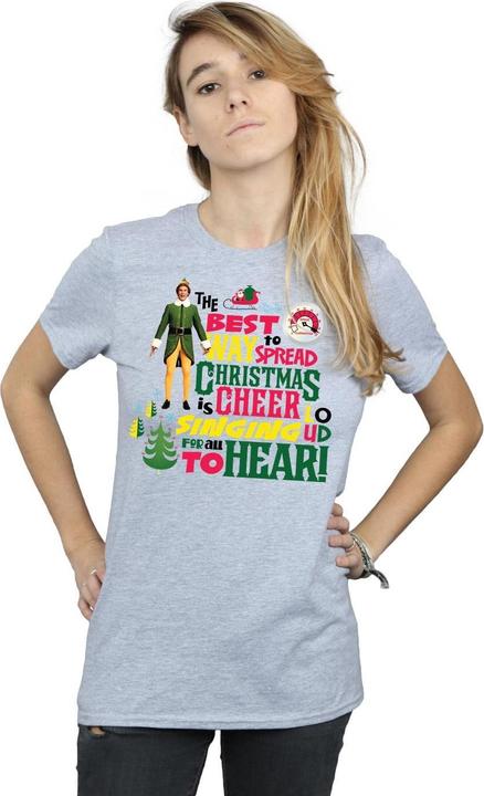 Actual product image Elf Womens/Ladies Christmas Cheer Cotton Boyfriend T-Shirt (XL)