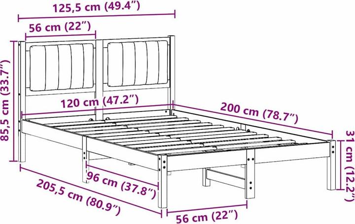 Image du produit vidaXL Holz-Bettgestell (120 x 200 cm)