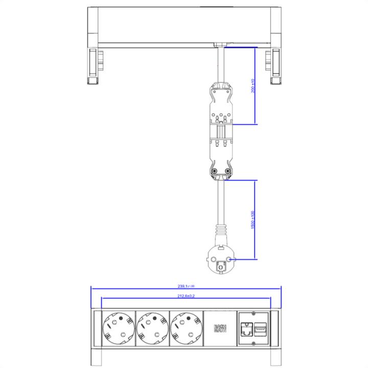 Actual product image Bachmann DESK2 - 3xSchuko, 1xCAT6 & (3x, CEE 7/3)