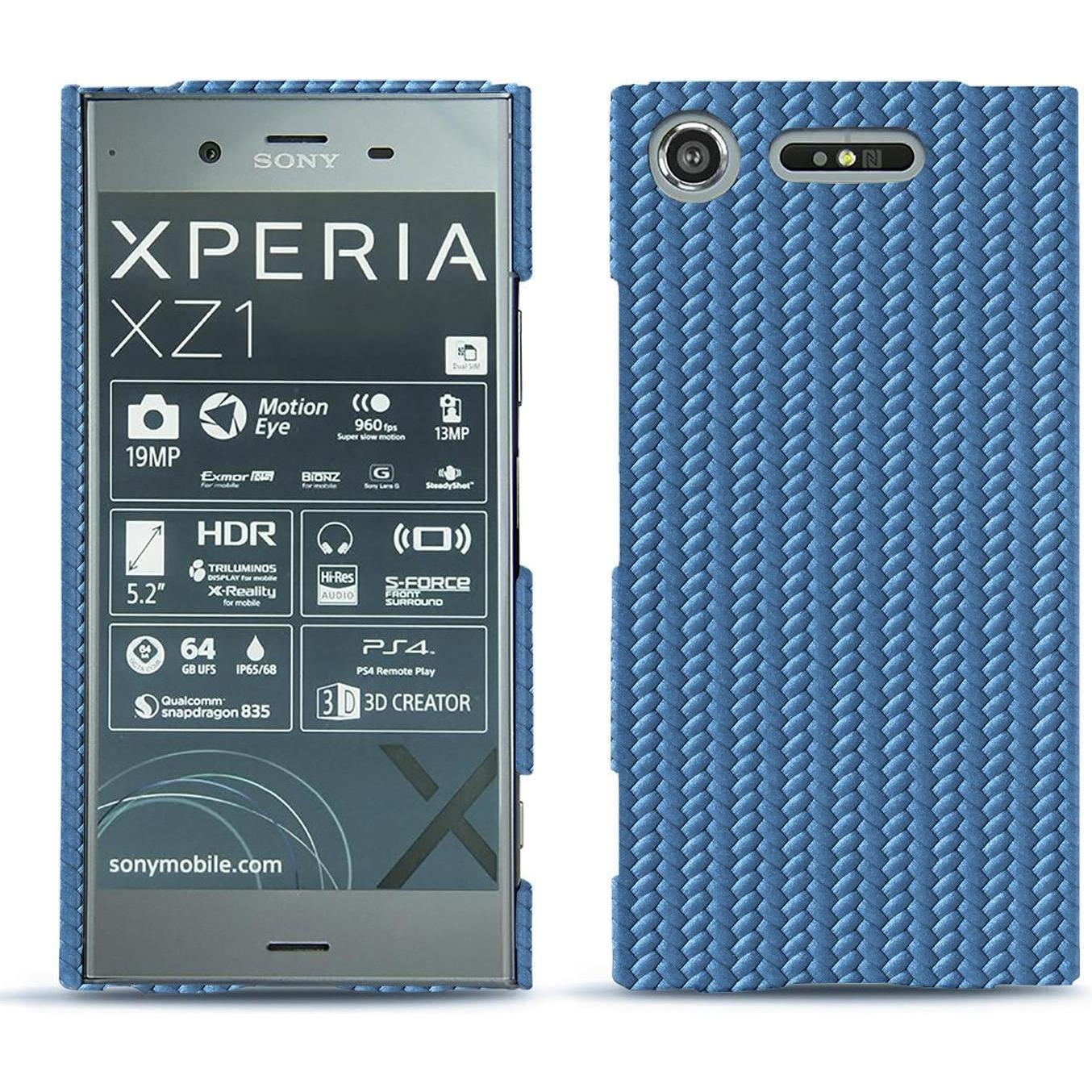Noreve Lederschutzhülle (Sony Xperia XZ1), Smartphone Hülle, Blau