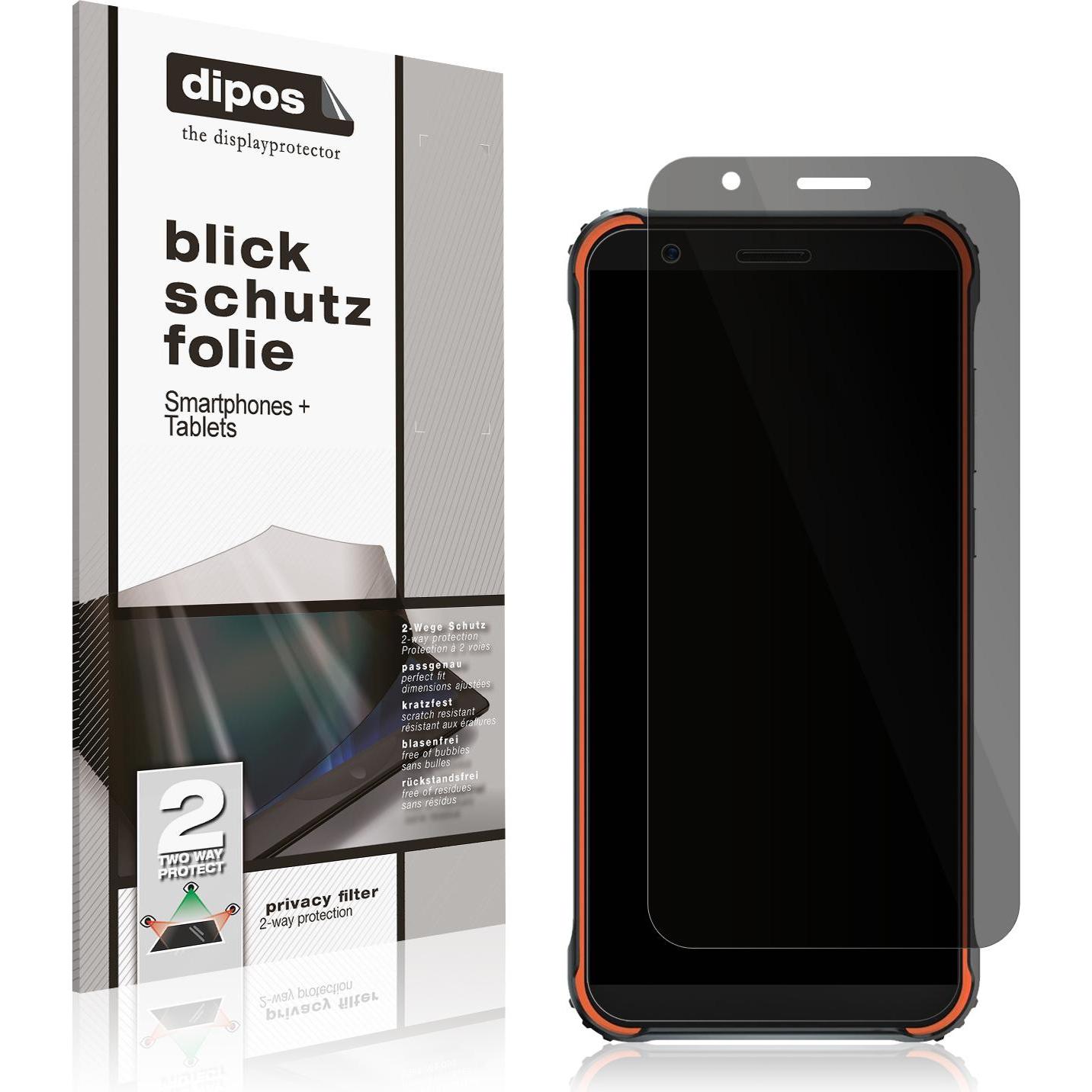 Dipos Blickschutzfolie 2-Way Anti-Shock (2 Stück, Blackview BV4900 Pro), Smartphone Schutzfolie, Transparent
