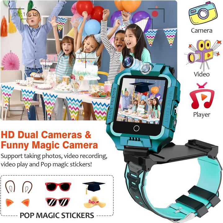 Produktbild Eleoption 4G GPS-Smartwatch für Kinder mit Kamera, Videoanrufen, SOS und wasserdicht (45 mm, 4G)