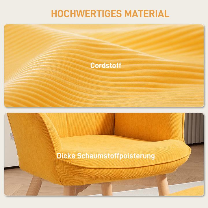 Produktbild Homcom Ohrensessel mit Hocker Kord Orange