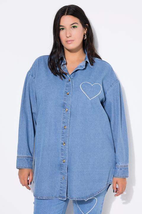 Immagine prodotto Studio Untold Camicia di jeans dal taglio oversize con ricamo con cuore (54)