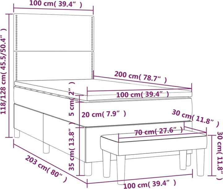 Produktbild vidaXL Boxspringbett (100 x 200 cm)