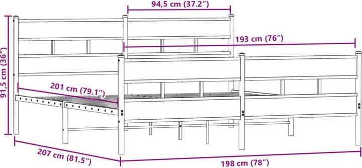 Image du produit vidaXL Bettgestell (193 x 203 cm)