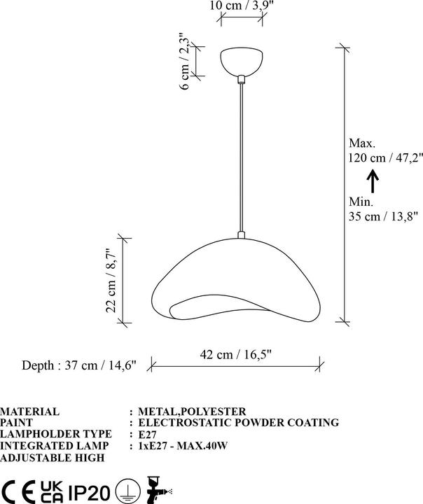 Image du produit Opviq Luna Lyra Single Socket Chandelier (E27)