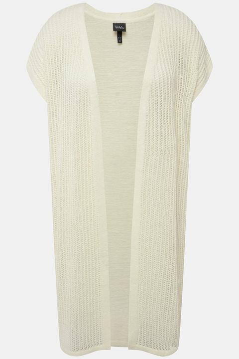 Produktbild Ulla Popken Strickweste, Lochstrick, offene Form, ärmellos (46)