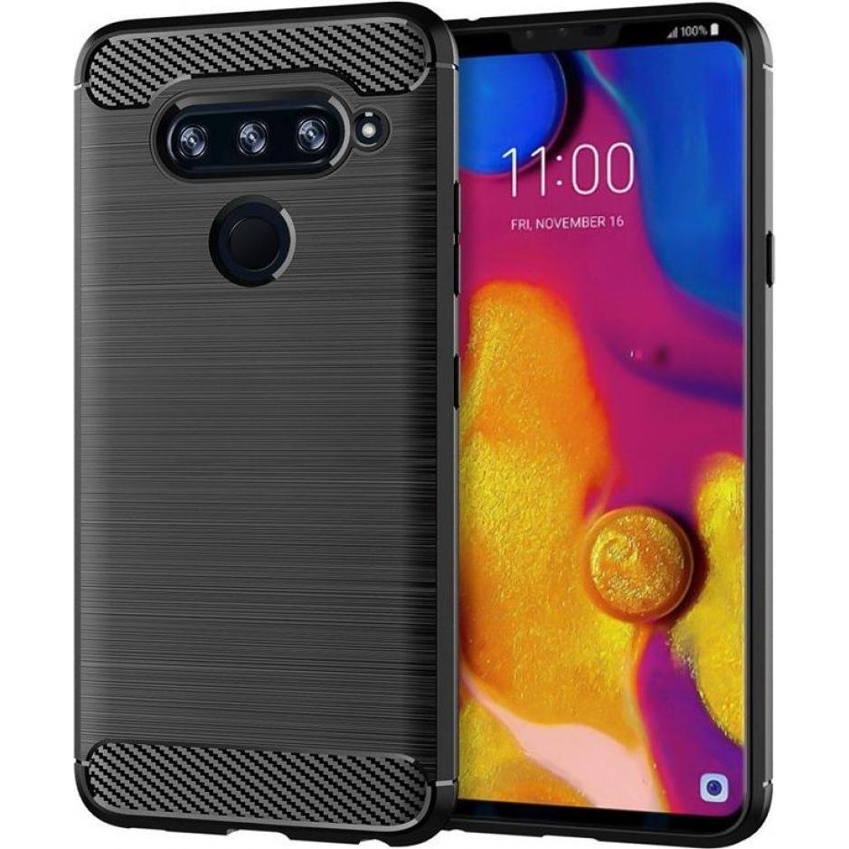 Thumbnail - Screenguard LG V40 ThinQ Hülle Carbon Brushed Soft TPU (LG V40 ThinQ), Smartphone Hülle, Schwarz