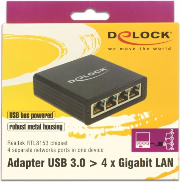Produktbild Delock 62966 (USB 3.0, RJ45 Gigabit Ethernet (4x))