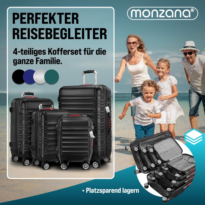 Produktbild Monzana Hartschalenkoffer mit Zubehör 4er Set (M (50 - 90l))
