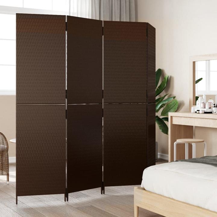 Image du produit VidaXL Paravent 3 pcs. marron Poly Rattan,Couleur : marron,Matériau : Poly