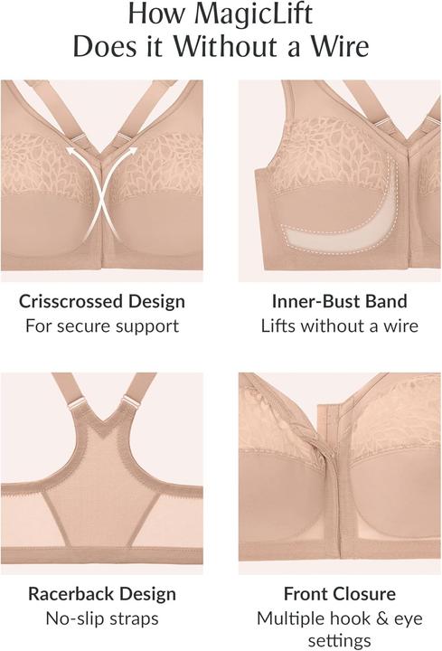Image du produit Glamorise MagicLift Voorsluiting Racerback Draadloze BH 1206 (Dames & Vrouwen Plus), Zwart, 90J (Une unité par pack, 90 J)