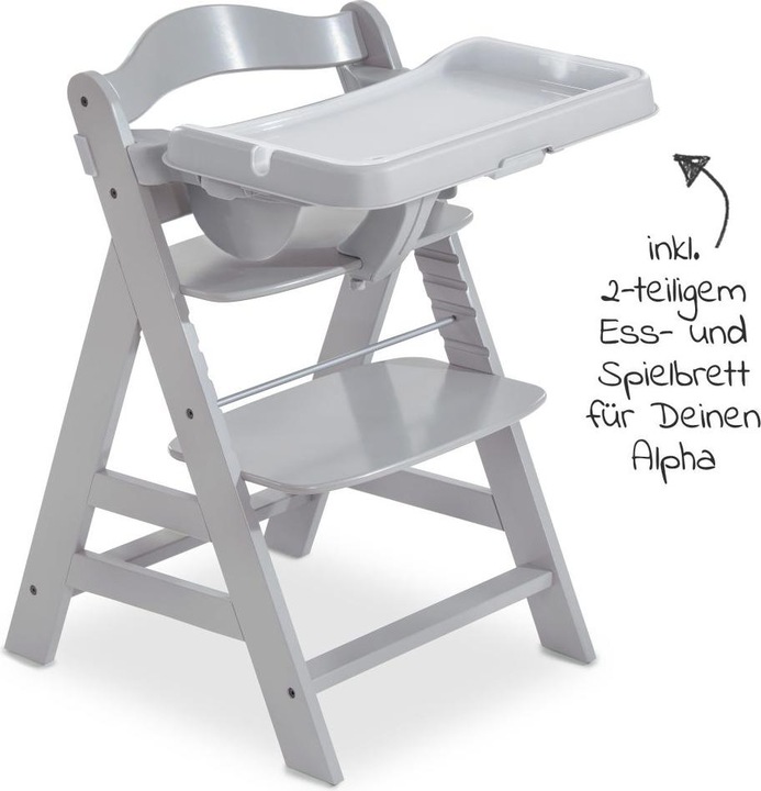 Produktbild Hauck Hochstühle Hochstuhl Alpha Plus Grau im Sparset inkl. Sitzkissen (Hochstuhl Sitzerhöhung)
