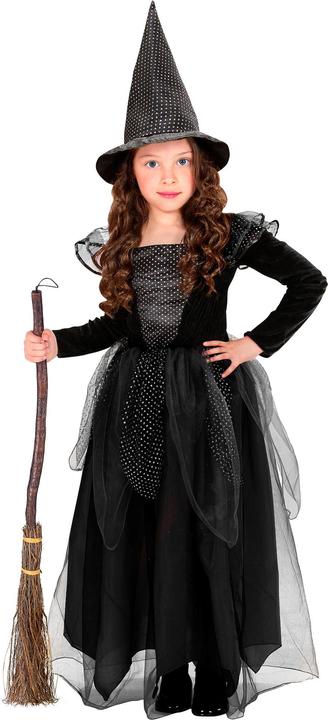Widmann Costume de sorcière noire pour enfants avec robe et chapeau