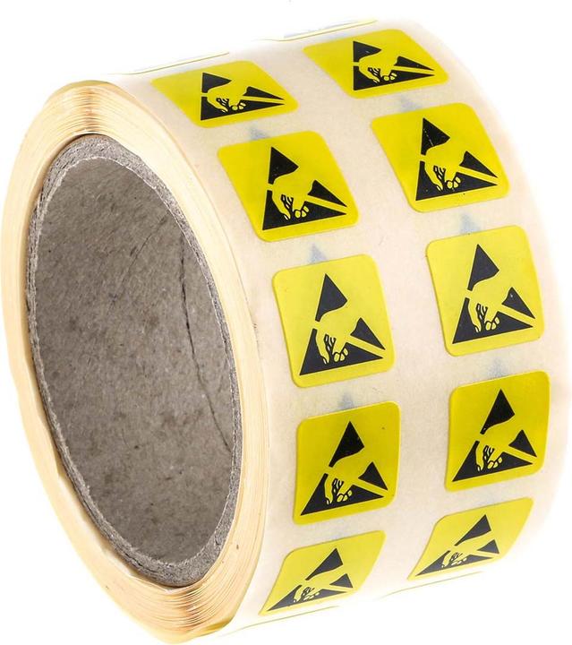 Produktbild RS PRO 1000 ESD-Aufkleber, Gelb, ESD-Warnaufkleber, H 12 mm B 12mm