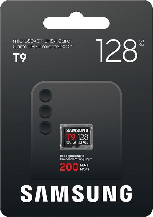 Productafbeelding Samsung T9 microSD memory card 128GB up to 200 MB/s read and 130 MB/s write MB-MH128T/WW (128 GB, microSDXC, U3, UHS-I)