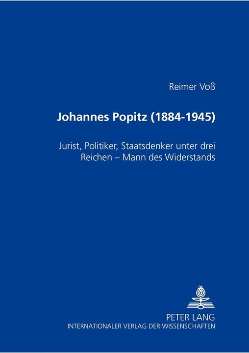 Produktbild Johannes Popitz (1884-1945) (Deutsch, Katharina Voss, Reimer Voss, 2006)