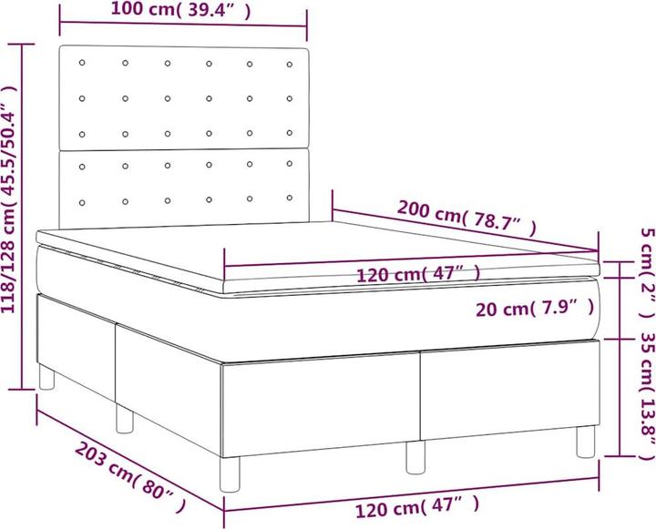 Produktbild vidaXL Boxspringbett (120 x 200 cm)