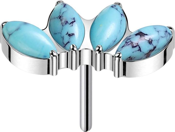 Immagine prodotto Star Piercing Threadless silber vier Ovale Türkis Steine (senza ottone, Mnerale, Titanio)