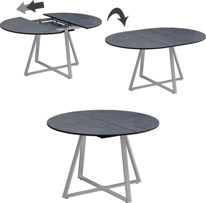Actual product image Vicco Dining table Loyd, Anthracite/Grey, 120 x 120 cm Extendable