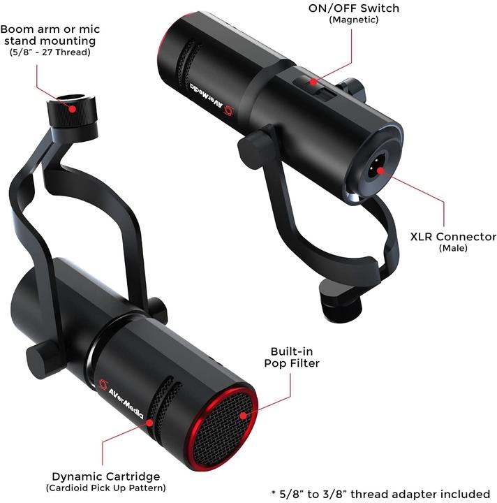 Image du produit AVerMedia Microphone, Live Streamer Mic, XLR AM330