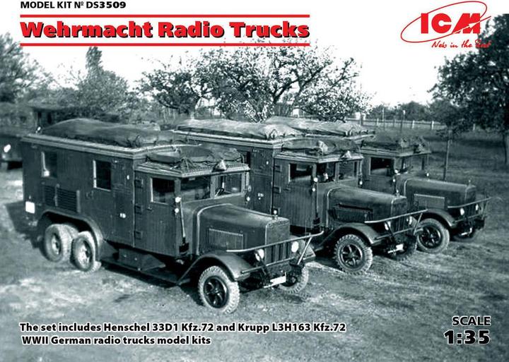 Immagine prodotto ICM Camion radio della Wehrmacht (Henschel 33D1 Kfz.72, Krupp L3H163 Kfz.72)