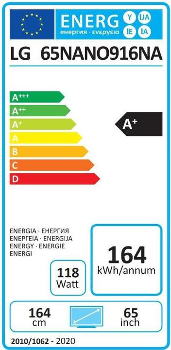 Label énergétique LG 65NANO916PA (65", Nano-Cell, 4K, 2020)