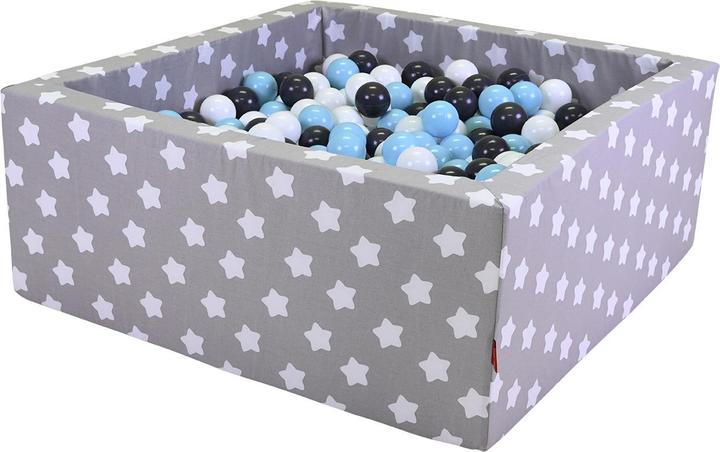 Produktbild Knorrtoys Bällebad soft eckig - "Grey white stars" - 100 balls creme/grey/lightblue