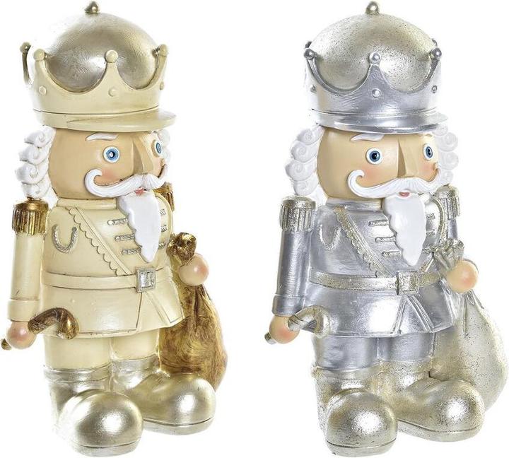DKD Home Decor Weihnachtsschmuck Silberfarben Gold Weiss Harz (8,5 x 6 x 14,5 cm) (2 Stück)