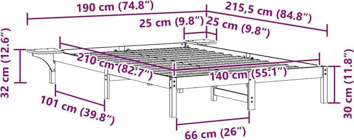 Image du produit vidaXL Plattformbettgestell (140 x 210 cm)