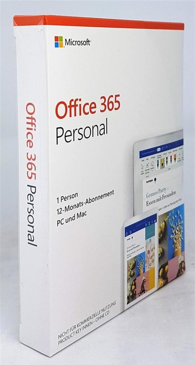 Actual product image Microsoft Office 365 Personal German (1 User, 12 months)