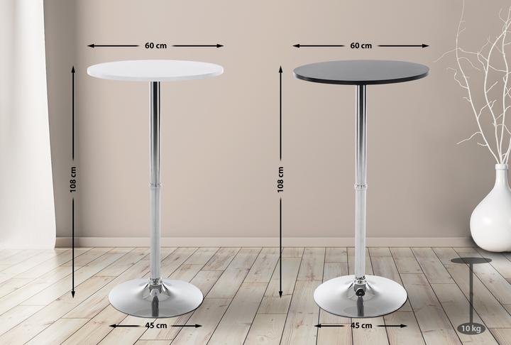 Image du produit CLP Table haute ronde, blanche (60 x 108 x 60 cm)