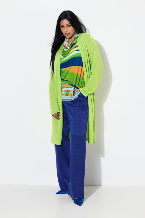 Produktbild Ulla Popken Long-Strickjacke, offene Form, V-Ausschnitt, Stehkragen (58)