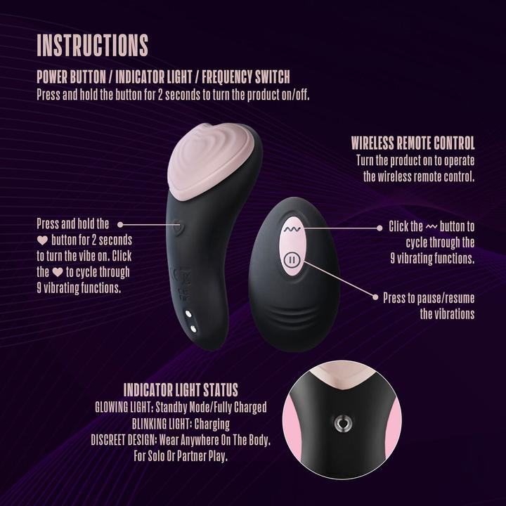 Produktbild Blush Temptasia Heartbeat - Mini Discreet Wearable Panty Vibrator in Pink - 2 Button Wireless Remote Contr