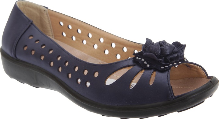 Produktbild Boulevard Ballerinas Schuhe mit Zehenöffnung Lochmuster und BlumenApplikation (40)