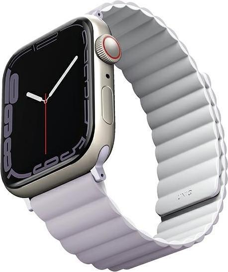 Produktbild Uniq pasek Revix Apple Watch Series 4/5/6/7/8/SE/SE2/Ultra 42/44/45mm. Reversible Magnetic lilak-bia (42 mm, 44 mm, 45 mm, Silikon)