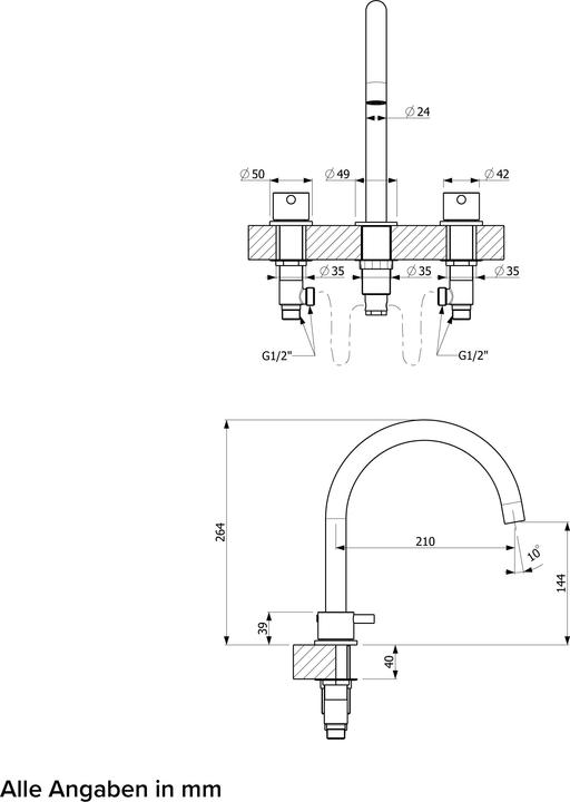Productafbeelding Chris Bergen 3-gats wastafelkraan